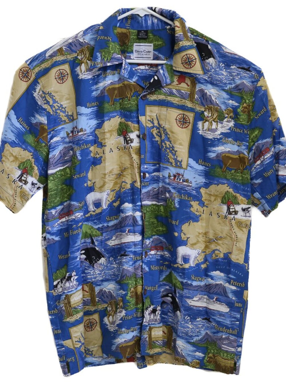 David Carey Originals Men's Alaska Hawaiian Camp Shirt Travel Size XL NWOT